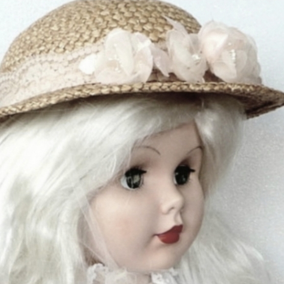 Flower Girl Straw Hat Floral Tulle Lace Farm Prairie Ranch Western Wedding Derby - Picture 4 of 6